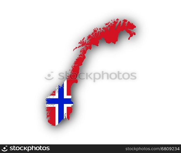 Map and flag of Norway