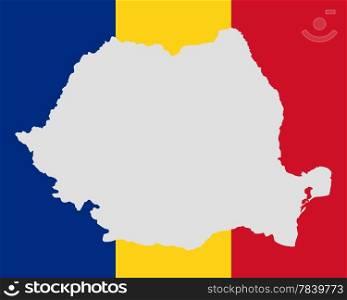 Map and flag of Romania