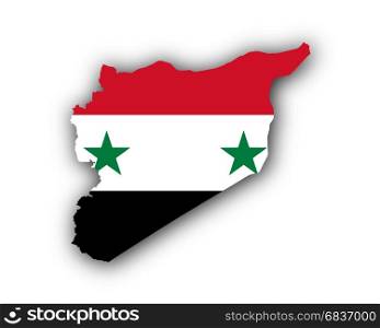 Map and flag of Syria