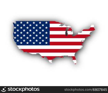 Map and flag of the USA