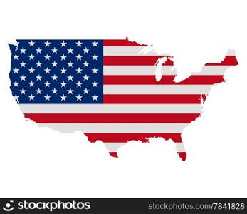Map and flag of USA