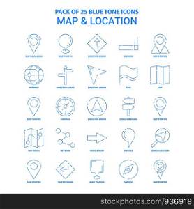 Map and Location Blue Tone Icon Pack - 25 Icon Sets