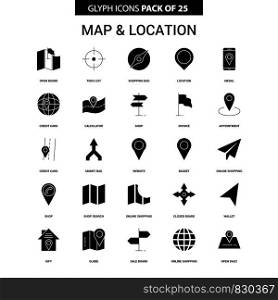 Map and Location Glyph Vector Icon set
