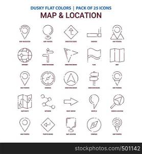 Map and Location icon Dusky Flat color - Vintage 25 Icon Pack