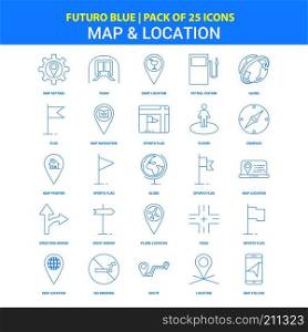 Map and Location Icons - Futuro Blue 25 Icon pack