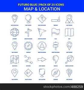 Map and Location Icons - Futuro Blue 25 Icon pack