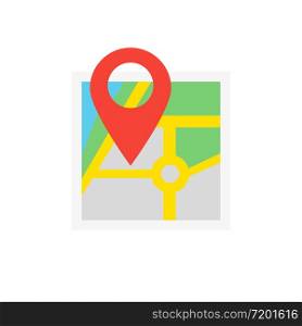 Map and map marker flat icon. Simple element vector illustration.. Map and map marker flat icon. Simple element vector