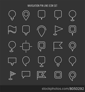 Map and navigation pin line icons. Map and navigation pin line icons. GPS and location thin line signs. Vector illustration