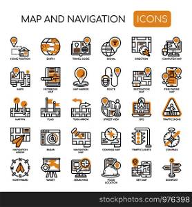 Map and Navigation , Thin Line and Pixel Perfect Icons
