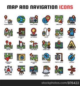 Map and Navigation , Thin Line and Pixel Perfect Icons