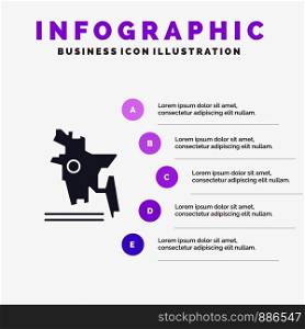 Map, Bangladesh Country, Bangladesh Solid Icon Infographics 5 Steps Presentation Background