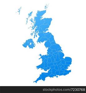 map blue color of United Kingdom,english british