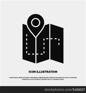 Map, Camping, plan, track, location Icon. glyph vector gray symbol for UI and UX, website or mobile application. Vector EPS10 Abstract Template background