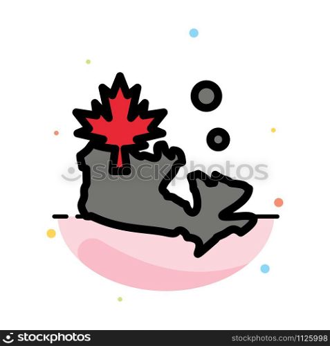 Map, Canada, Leaf Abstract Flat Color Icon Template