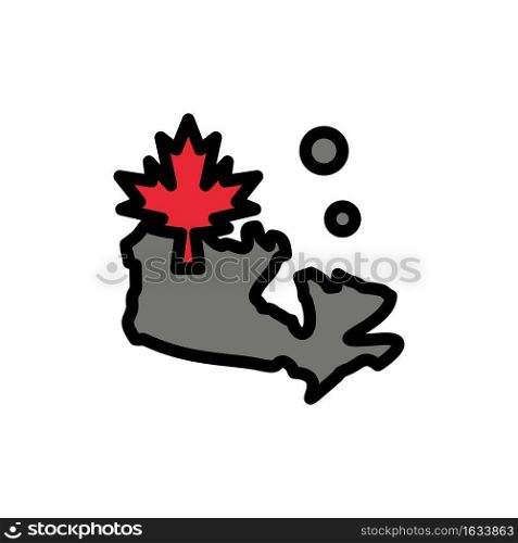 Map, Canada, Leaf  Flat Color Icon. Vector icon banner Template