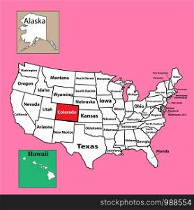 Map Colorado U.S. State Location Map.Vector illustration eps10. Map Colorado U.S. State Location Map.Vector illustration