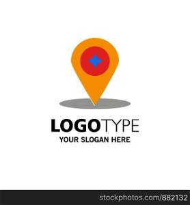 Map, Compass, Navigation, Location Business Logo Template. Flat Color