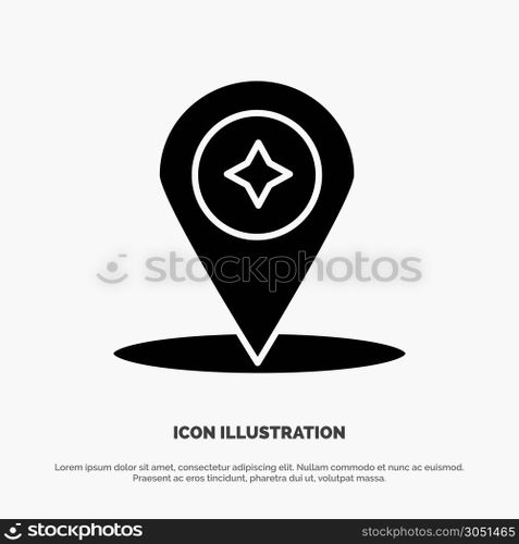 Map, Compass, Navigation, Location solid Glyph Icon vector