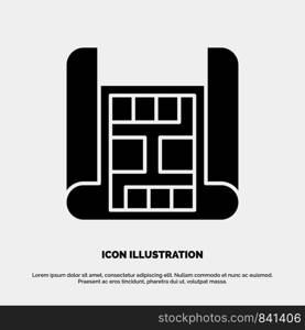 Map, Construction, Building solid Glyph Icon vector