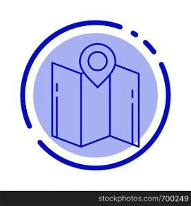 Map, Direction, Location, Navigation, Pointer Blue Dotted Line Line Icon