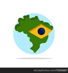 Map, Flag, Brazil Abstract Circle Background Flat color Icon