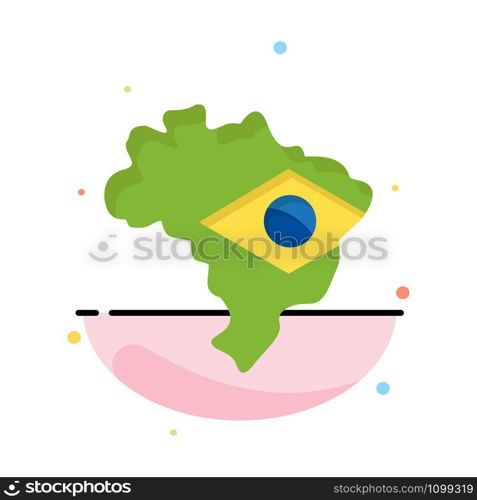 Map, Flag, Brazil Abstract Flat Color Icon Template