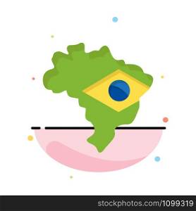 Map, Flag, Brazil Abstract Flat Color Icon Template
