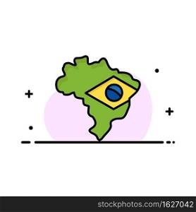 Map, Flag, Brazil Business Logo Template. Flat Color