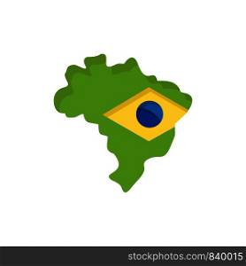 Map, Flag, Brazil Flat Color Icon. Vector icon banner Template
