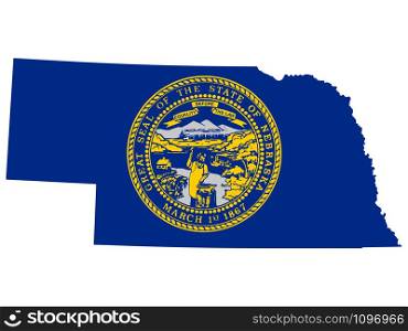 Map Flag of the U.S. state of Nebraska Vector illustration Eps 10. Map Flag of the U.S. state of Nebraska Vector