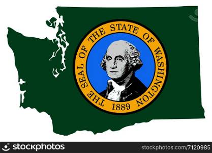 Map flag of the U.S. state of Washington .Vector illustration eps10. Map flag of the U.S. state of Washington .Vector illustration