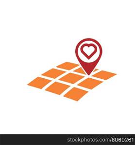 map geo gps location with heart symbol love concept abstract vector illustration