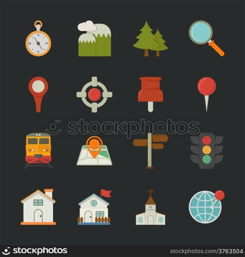 Map icons and location icons , flat design , eps10 vector format