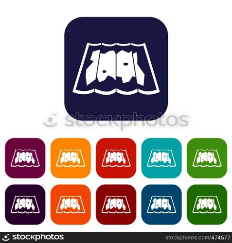 Map icons set vector illustration in flat style In colors red, blue, green and other. Map icons set