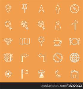 Map line icons on orange background, stock vector