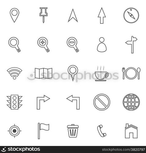 Map line icons on white background, stock vector