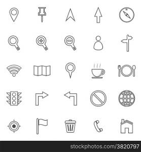 Map line icons on white background, stock vector
