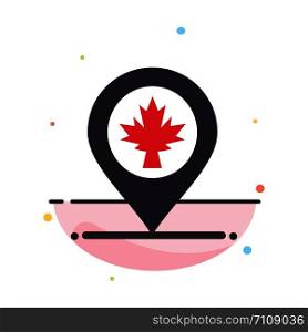 Map, Location, Canada, Leaf Abstract Flat Color Icon Template
