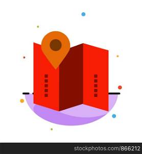 Map, Location, Directions, Location, Abstract Flat Color Icon Template