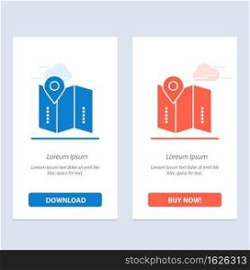 Map, Location, Directions, Location,   Blue and Red Download and Buy Now web Widget Card Template