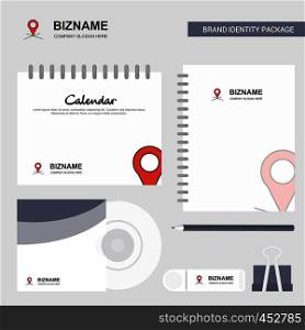 Map location Logo, Calendar Template, CD Cover, Diary and USB Brand Stationary Package Design Vector Template