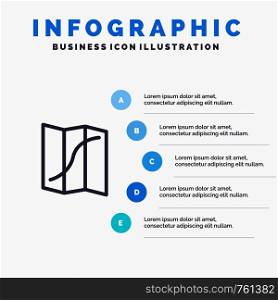 Map, Location, Navigation, Pin Line icon with 5 steps presentation infographics Background
