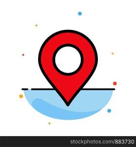 Map, Location, Pin, World Abstract Flat Color Icon Template