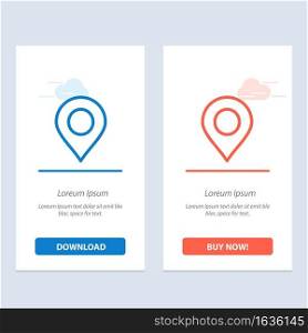 Map, Location, Pin, World  Blue and Red Download and Buy Now web Widget Card Template