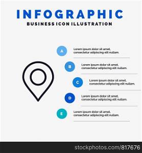 Map, Location, Pin, World Line icon with 5 steps presentation infographics Background