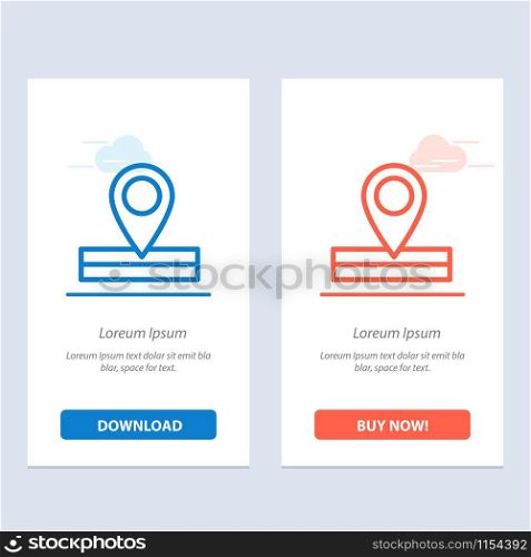Map, Location, Place Blue and Red Download and Buy Now web Widget Card Template