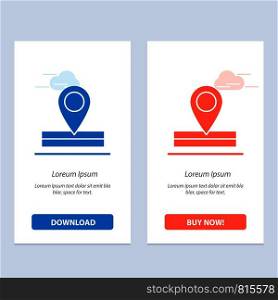 Map, Location, Place Blue and Red Download and Buy Now web Widget Card Template