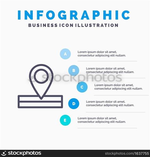 Map, Location, Place Line icon with 5 steps presentation infographics Background