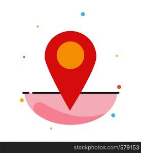 Map, Location, School Abstract Flat Color Icon Template