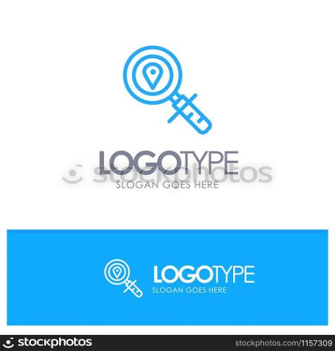 Map, Location, Search, Navigation Blue Outline Logo Place for Tagline